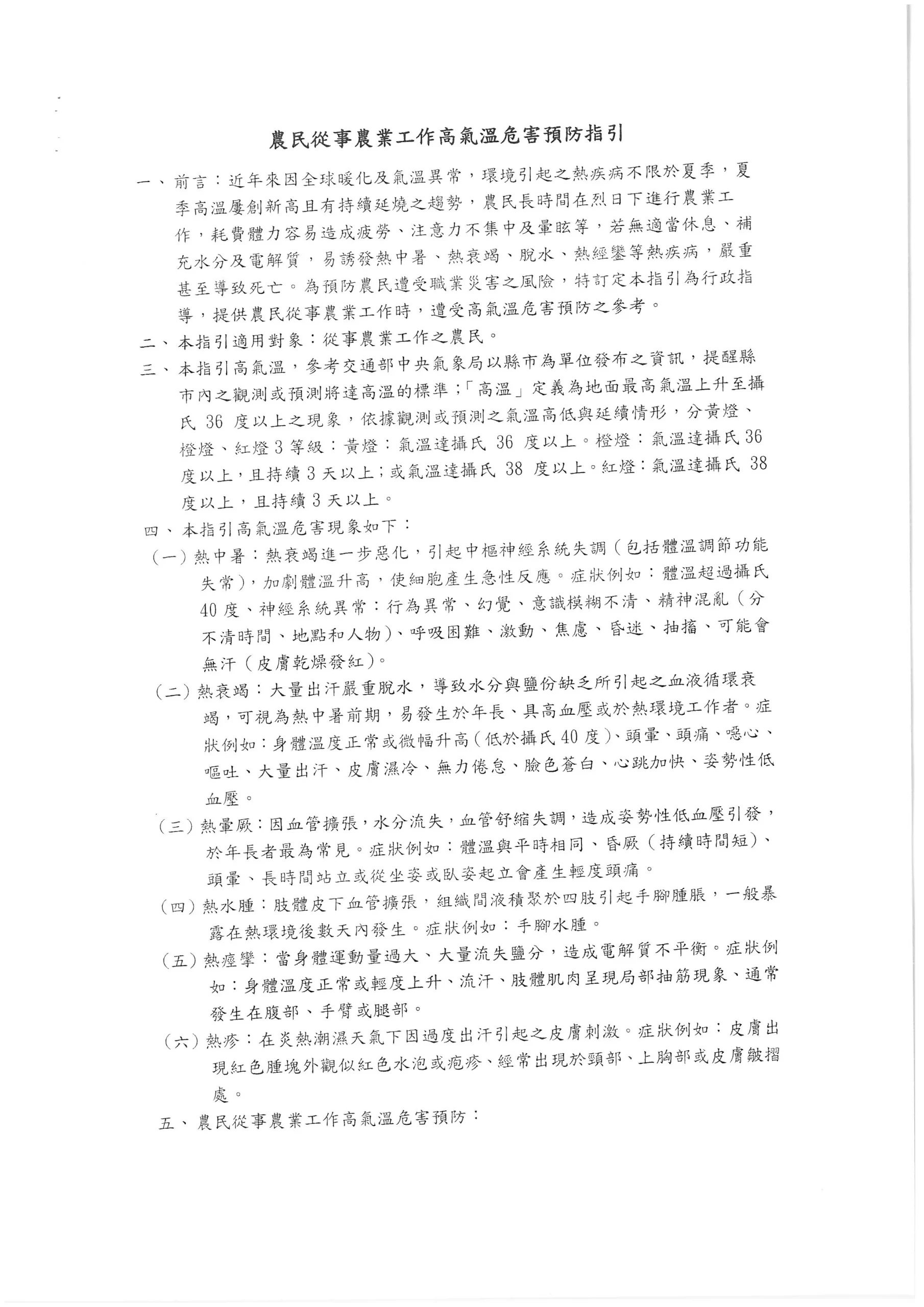 農民從事農業工作高氣溫危害預防指引相關圖片